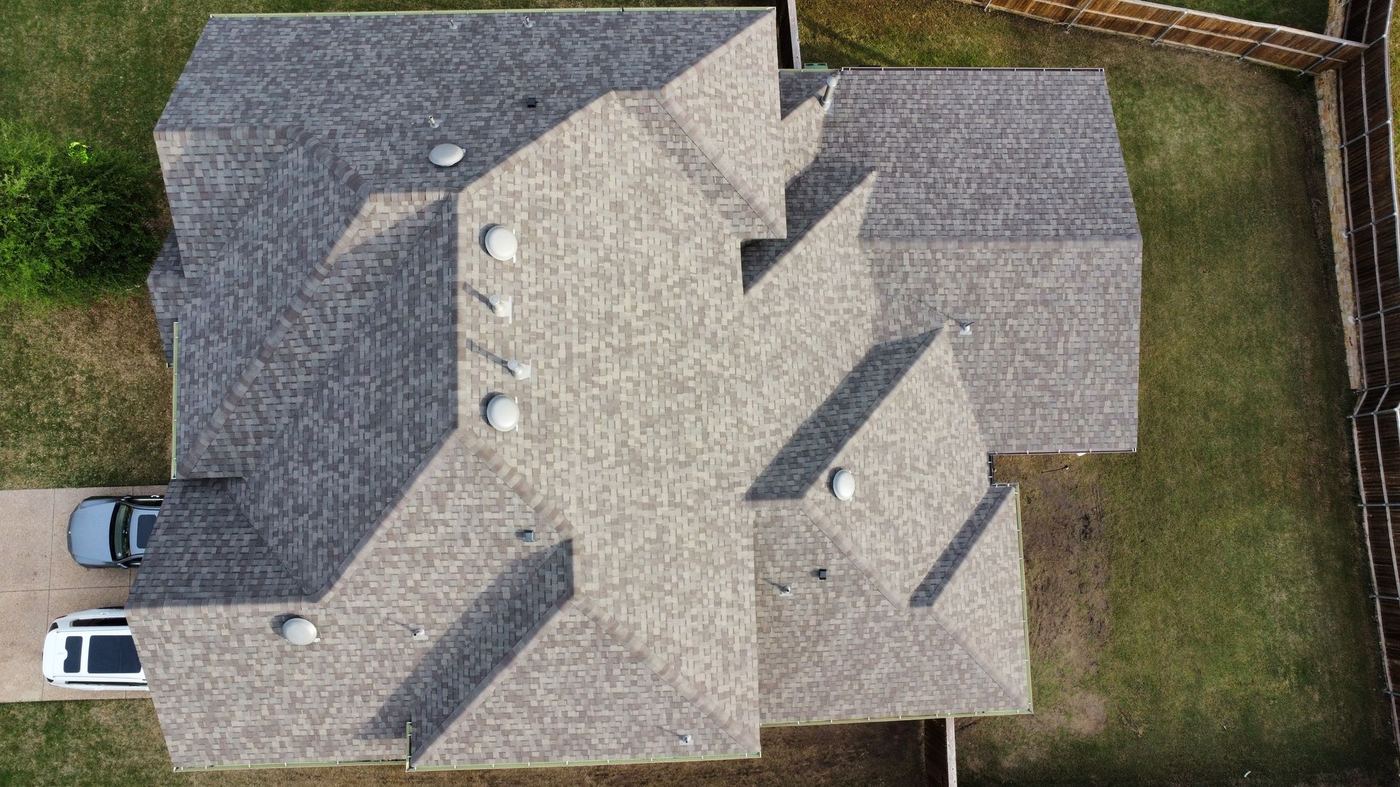 New asphalt shingle roof after installation