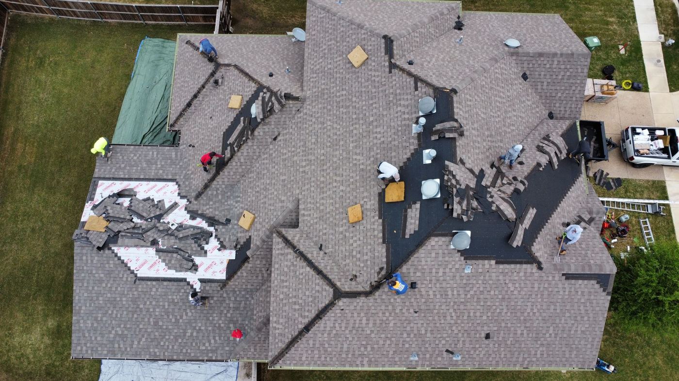 Existing roof before replacement in Cleburne, Texas